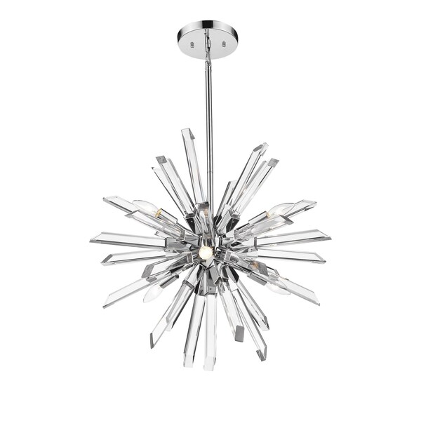 Burst 6 Light Chandelier, Chrome & Clear